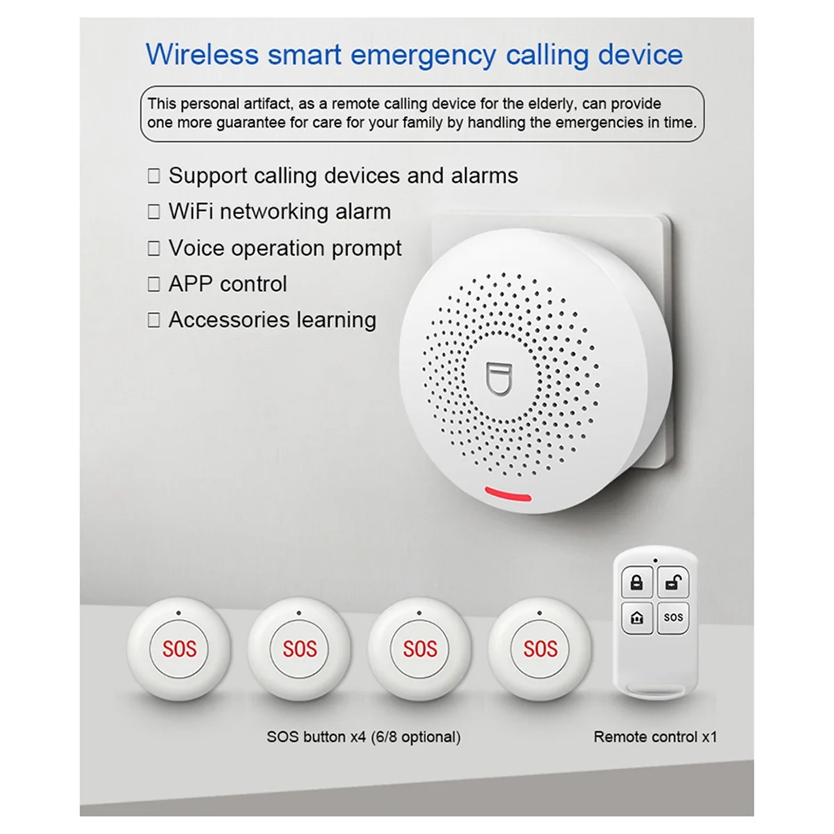 

【Livraison-Rapide!】{Tuya Smart WiFi Пейджер для пожилых людей Прикроватный однокнопочный аварийный звонок для пациентов Беспроводная сигнализация SOS с вилкой европейского стандарта