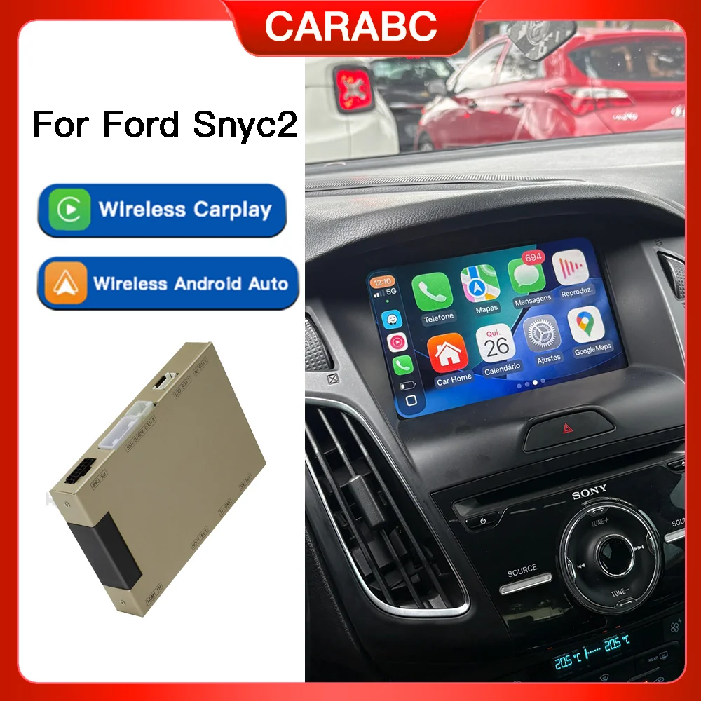 CARABC Wireless Carplay Android Auto For Ford Sync2 F150 Focus Escape Fiesta Edge Mustang Fusion Expeditio Flex Decoder box