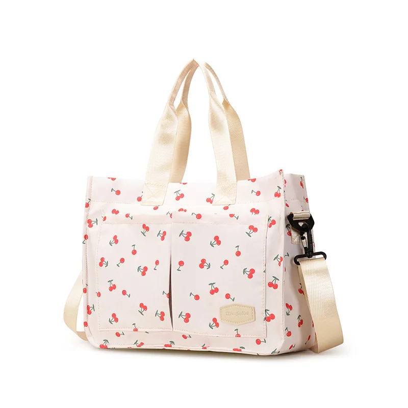 

Cherry shoulder bag multi-compartment and multi-layer tote baby travel bag, lightweight handbag