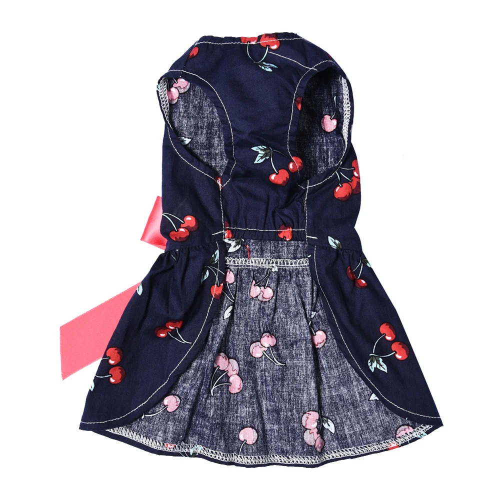 

Summer Pet Dog Dress Cherry Xs Sleeveless Elegant Bowknot Puppy Skirt Comfortable Cool Everyday Holiday Photos Pet Clothes