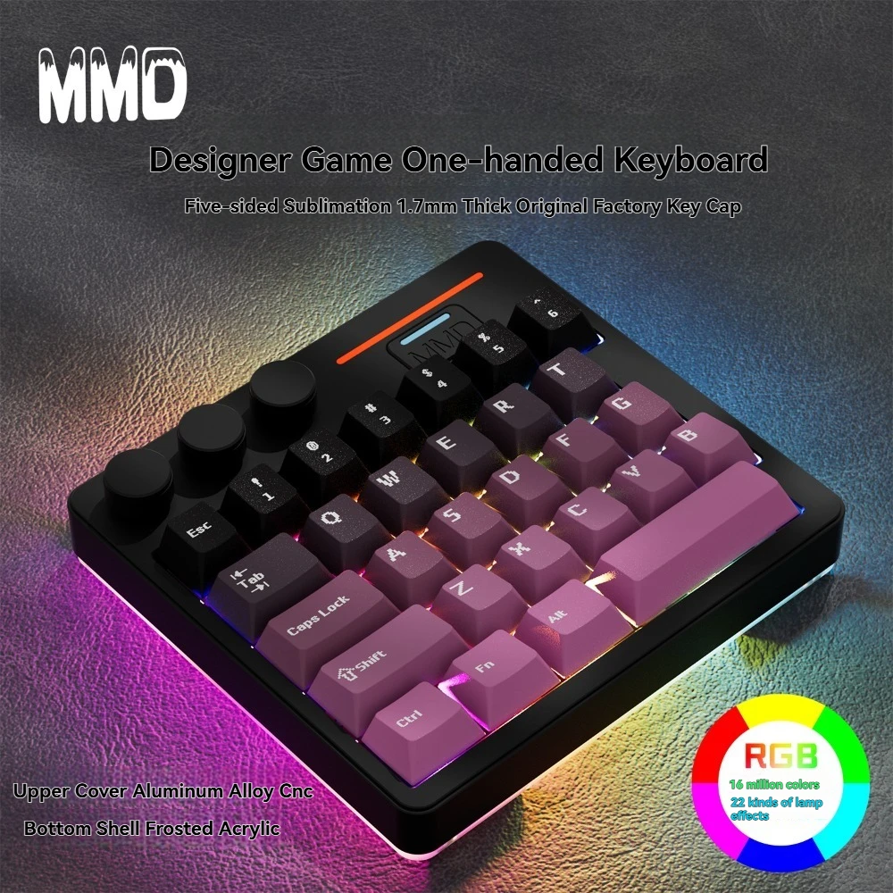 

MMD KM-29 Дизайнерская мини-клавиатура Беспроводная трехрежимная RGB-прокладка с возможностью горячей замены VIA/QMK Пользовательская алюминиевая офисная игровая механическая клавиатура