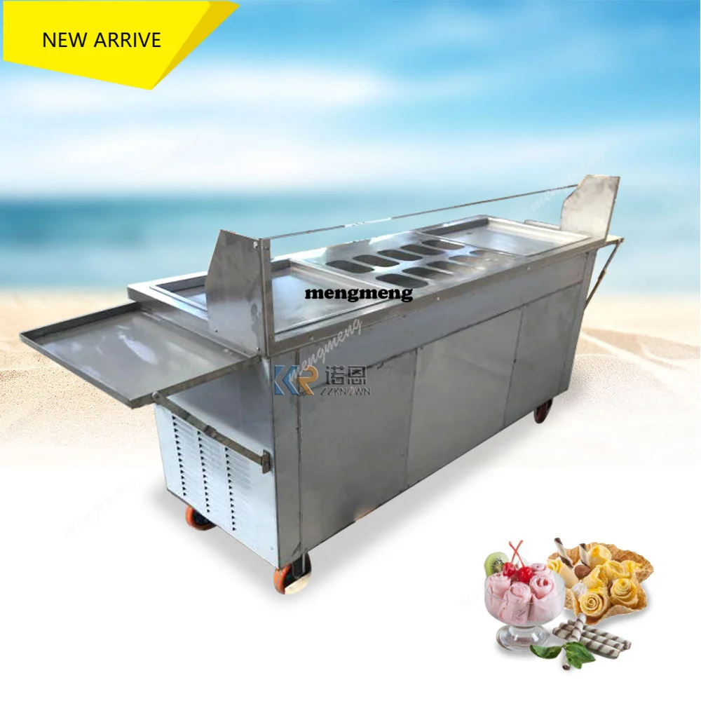 Double Square Pans Fry Yogurt Rolled Ice Cream Maker Electric Fried Ice Cream Machine Fried Roll Ice Machine For Restaurant