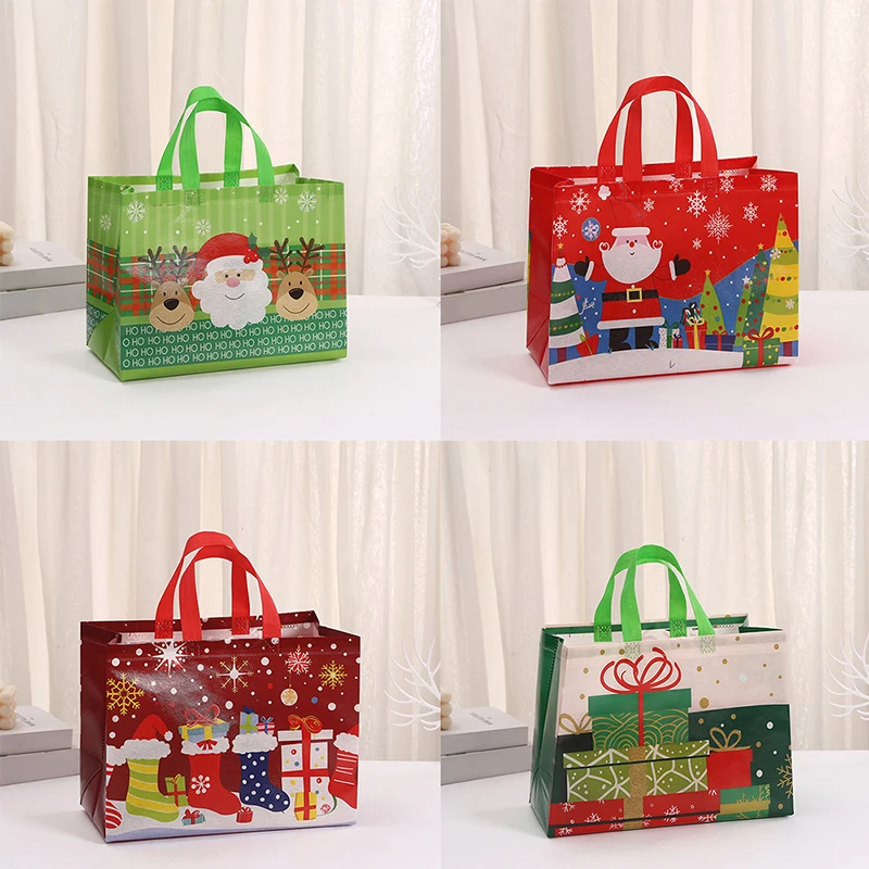 Christmas Gift Bag Non-woven Fabric Dessert Packaging Bag Durable Storage Bag Totes Shopping Holiday Party Favor Bag