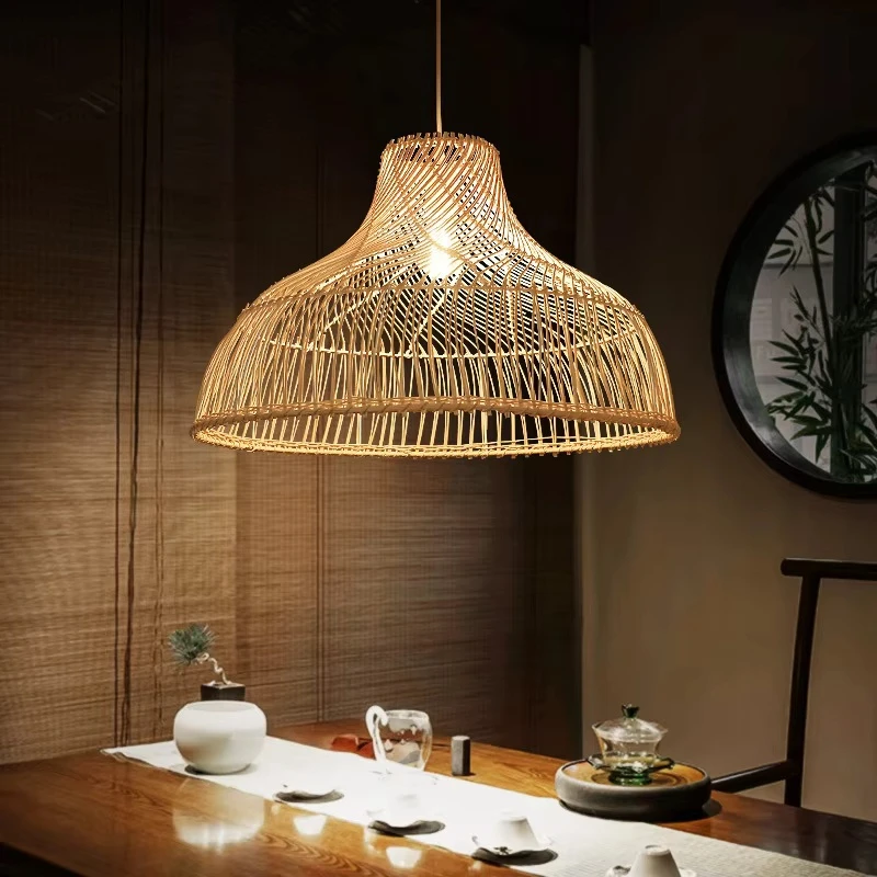 

Japanese Rattan Chandelier Vintage Farmhouse Style Ceiling Chandeliers Lighting Led Lights For Dining Room Restaurant Suspension