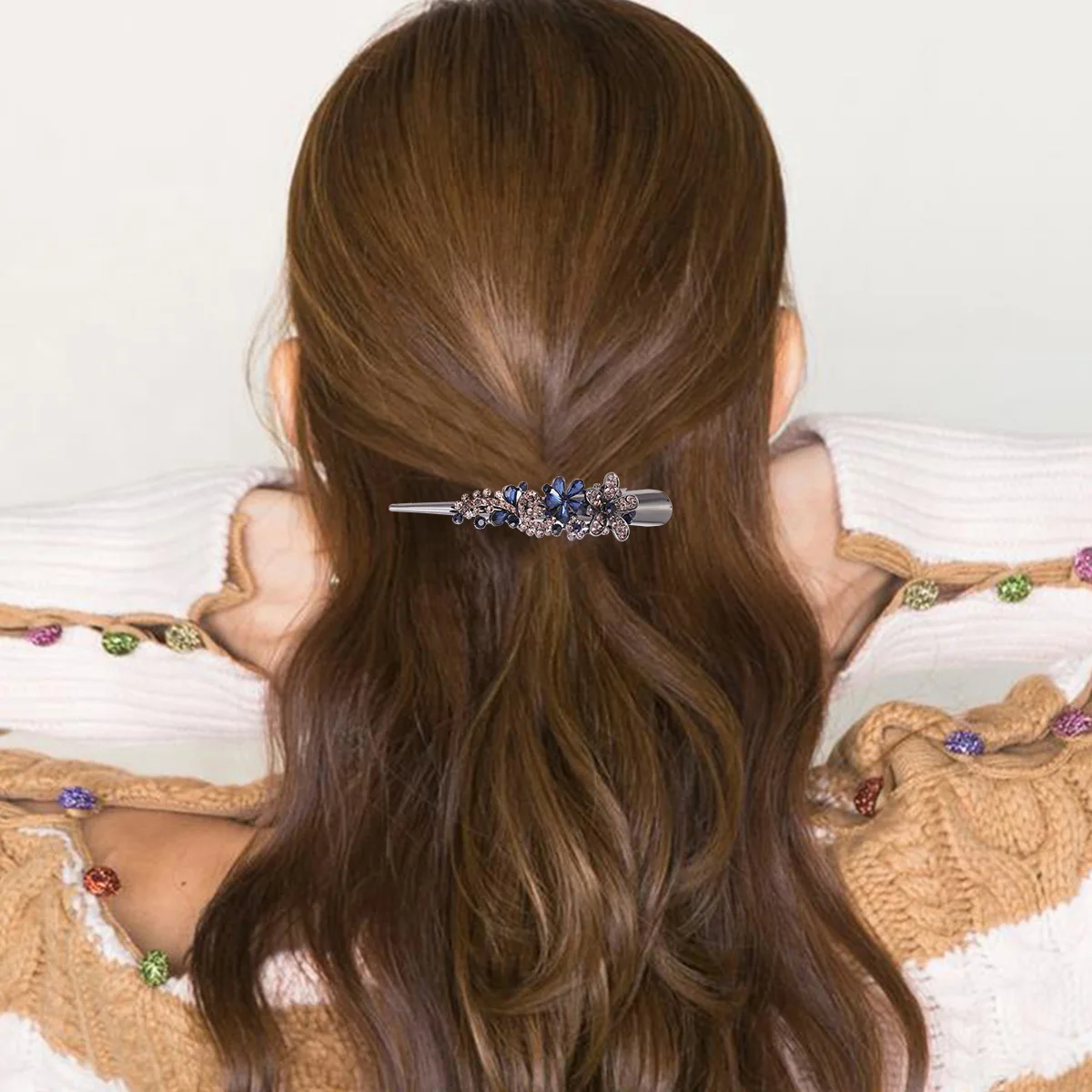 

Duckbill Hair Clips Rhinestone Studded Bobby Pins Cow Horn Chuck Headdress Women Hair Styling Barrette Face Washing Portable