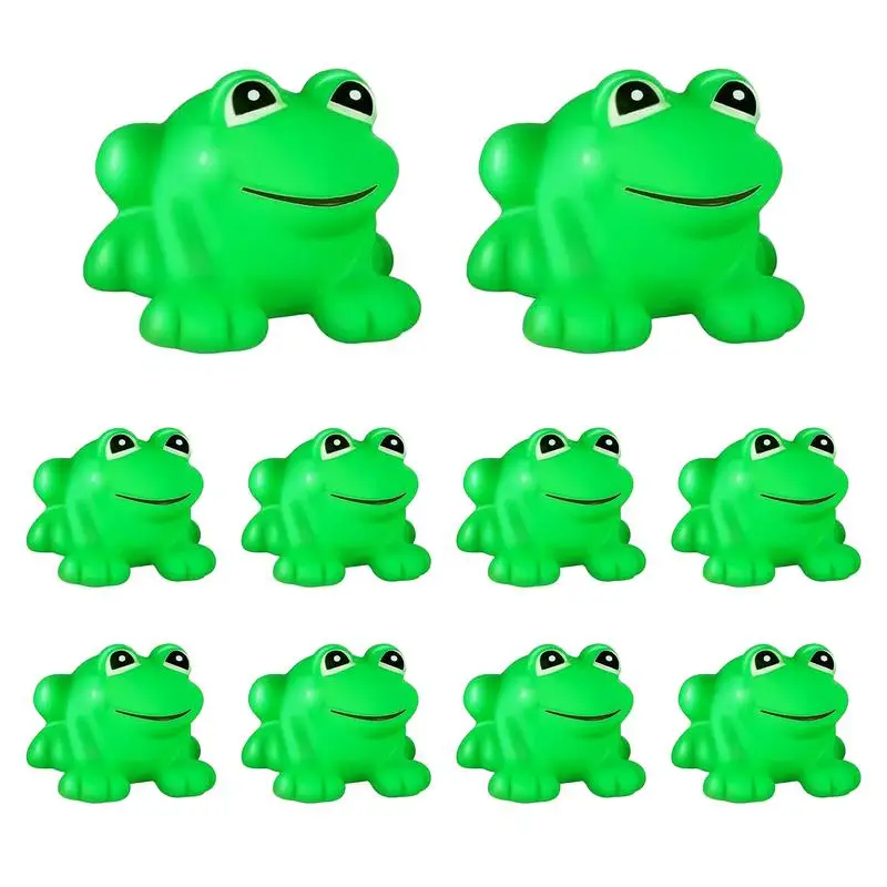 

Tiny Frogs Cute Tiny Green Frogs Squeak And Floating Frog Swimming Bathtub Toys 10 PCS Rubber Frogs Bath Toys For Boys Girls