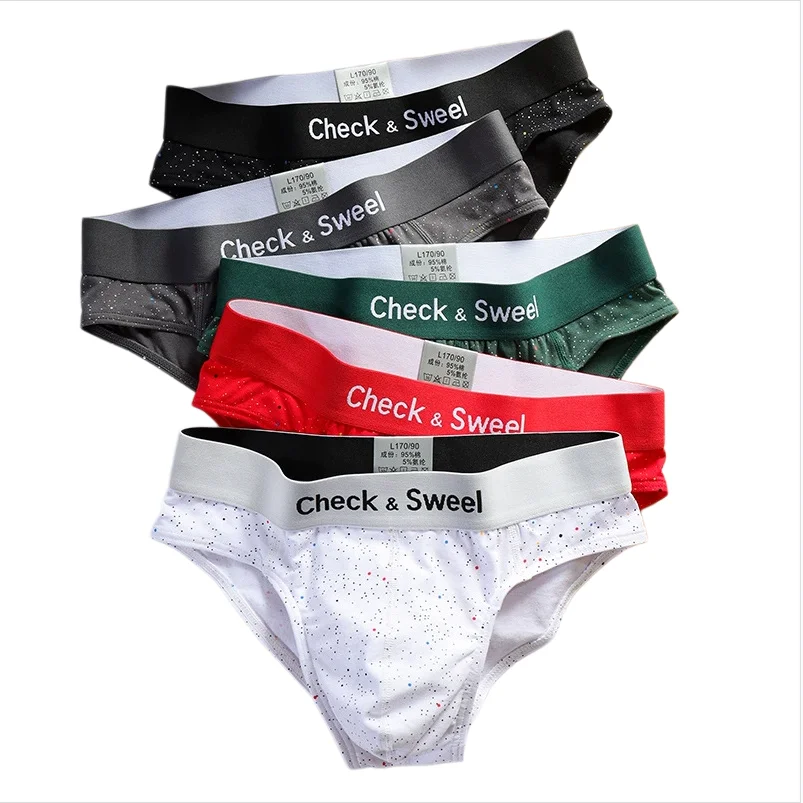 Men's Loose Fit Cotton Briefs Colorful Dot Print Underwear Breathable Comfortable for Teens And Young Adults