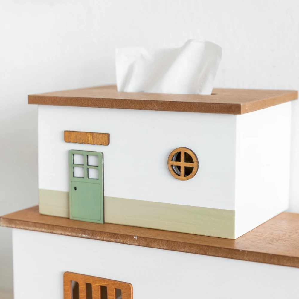 Creative Wooden Tissue Box Cover Rectangular Tissue Holder Dispenser Paper Cover Case Napkin Holder for Home Room Office Decor