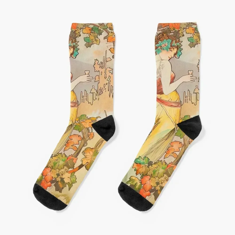 Alphonse mucha art Socks winter hiking hip hop retro Socks Women's Men's