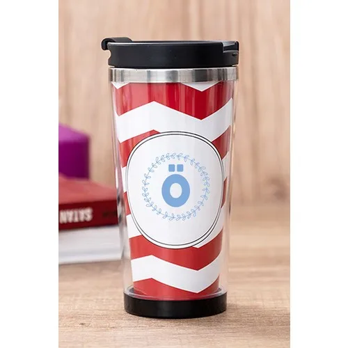 Gift Shop HE Letter Blue Framed Red Thermos Cup