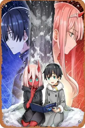 Zero Two Darling In The Franxx Anime Posters (3) Vintage Metal Tin Sign Decor