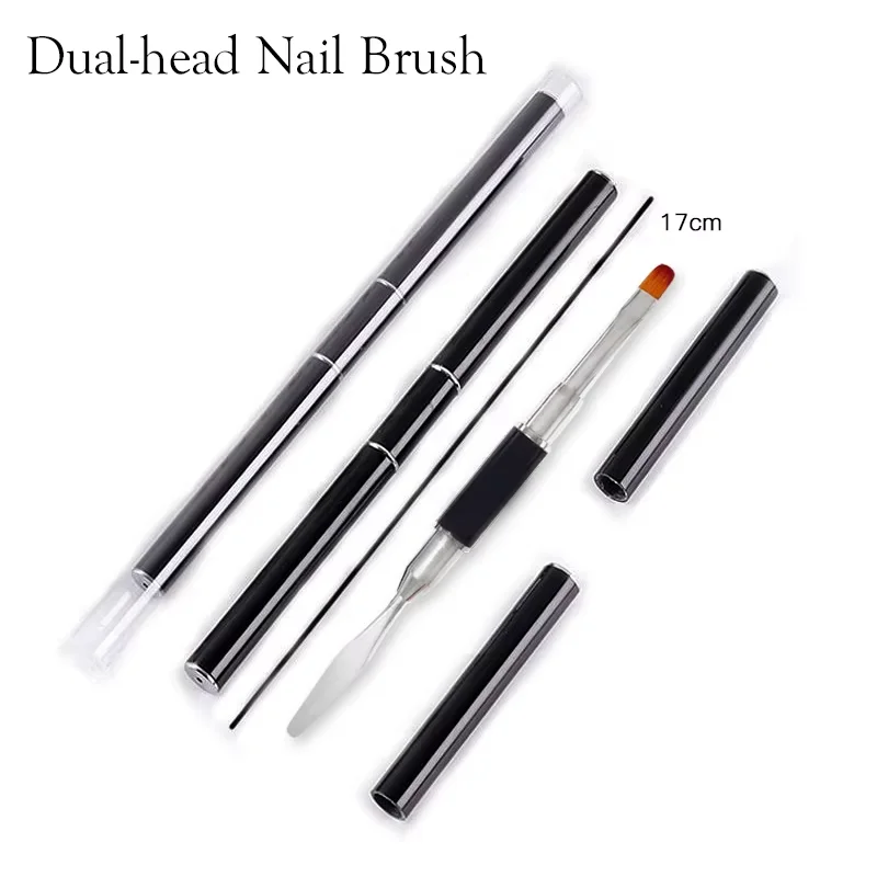 1Pcs New Gel Brush & Picker 2 IN 1 Design Nail Brush and Spatula Gel Nail Brush Tool for Acrylic Nails Extension Gel