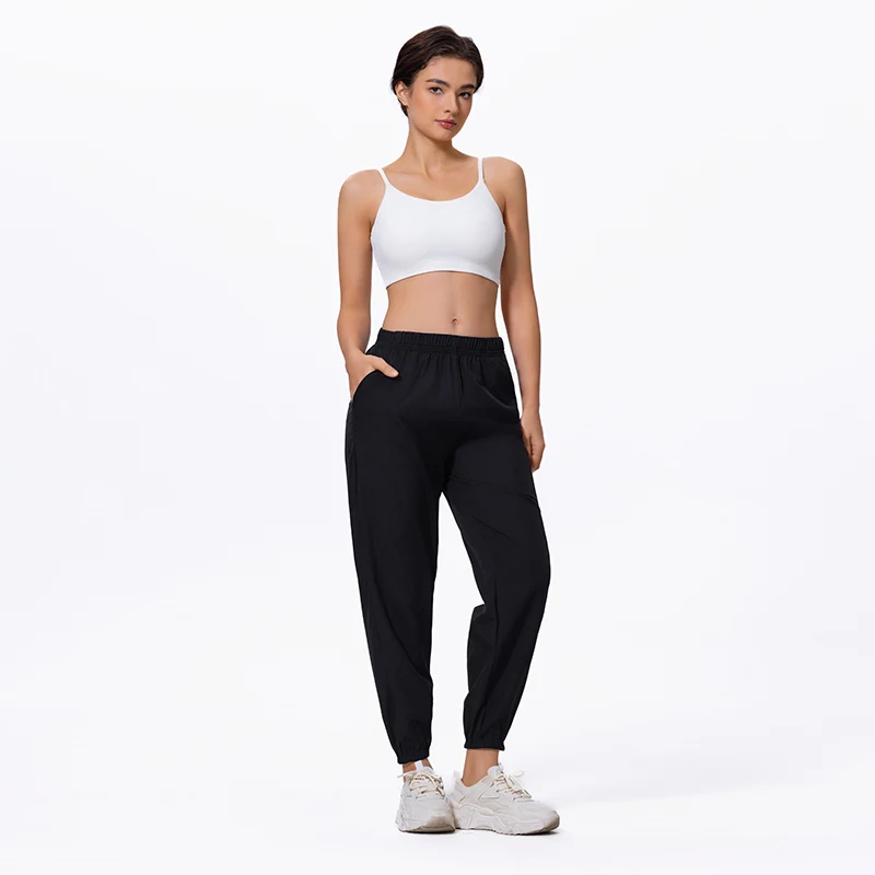 Spring And Summer Thin Ladies Quick-drying Sports Casual Pants Mesh Breathable Black Joker 9 Pants Teenagers Running Harem Pants