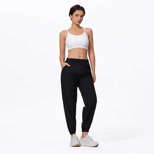 Imagen 2 del producto Primavera y verano, pantalones finos deportivos informales de secado rápido para mujer, pantalones de malla transpirables negros Joker 9, pantalones para adolescentes, pantalones Harem para correr