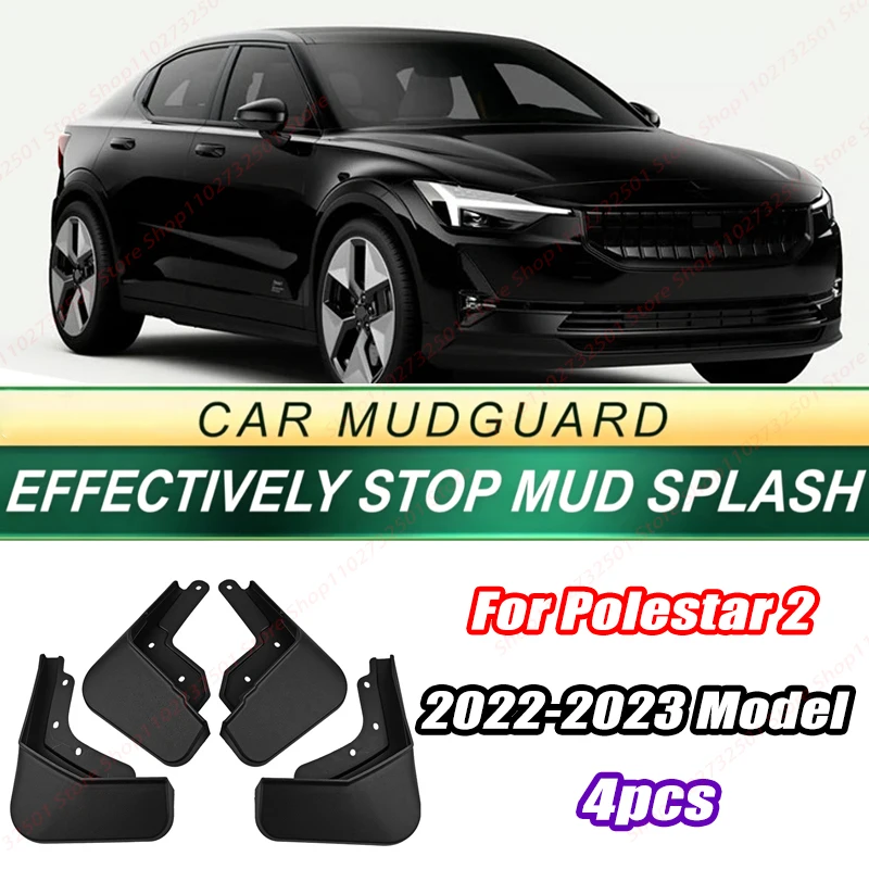 For Polestar 2 2022-2023 Model 4PCS Front Rear Mud Flaps Splash Guards Fender Mudguards Auto Accessories