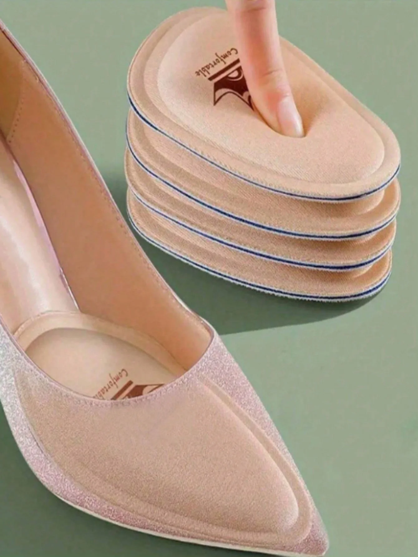 4Pcs Women Forefoot Pad, Insert Half Size Insoles, Non-Slip Cushion, Shoe Breathable Sweat Absorbing Foot Pads