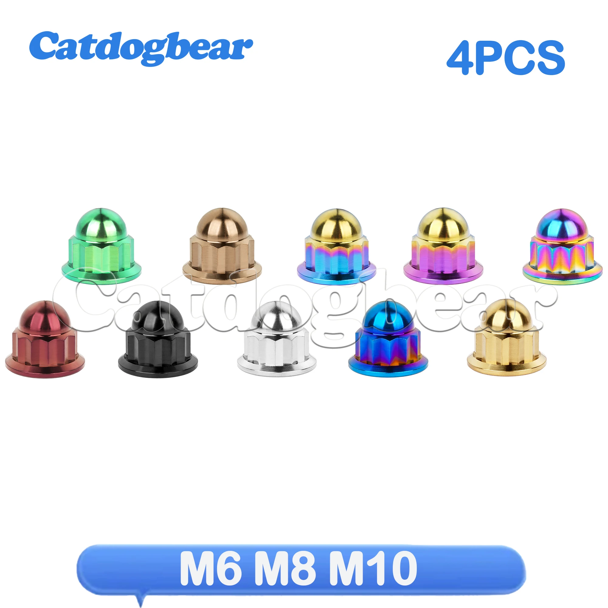 Catdogbear 4PCS Titanium  M6X1.0mm M8/M10X1.25mm 12-point cap nut for Bicycle Motorcycle Car