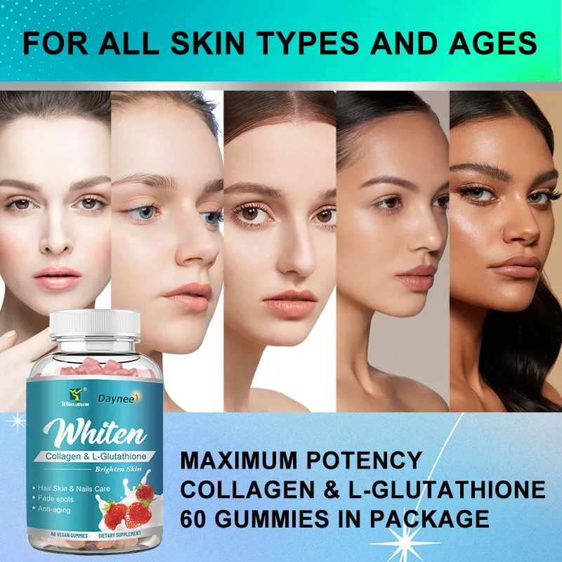 1 bottle of collagen gummies, glutathione helps brighten skin tone