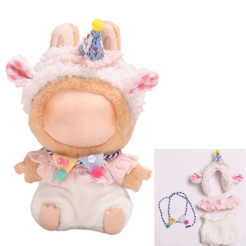 17cm Mini Plush Doll'S Clothes Outfit Accessories For Labubu Clothes Time To Chill Doll Clothes