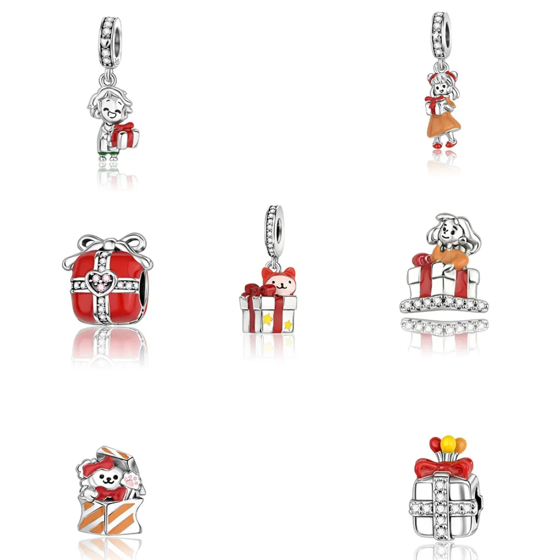 

925 Sterling Silver Pendant Gift Box Series Beads Compatible with Original Bracelets Necklaces Men Women DIY Jewelry Gifts