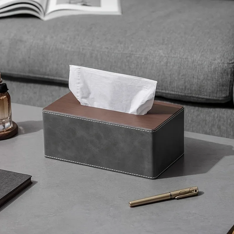 Leather Tissue Box Cover, Simple Modern Multi-functional for Home Living Room Office Restaurant Hotel