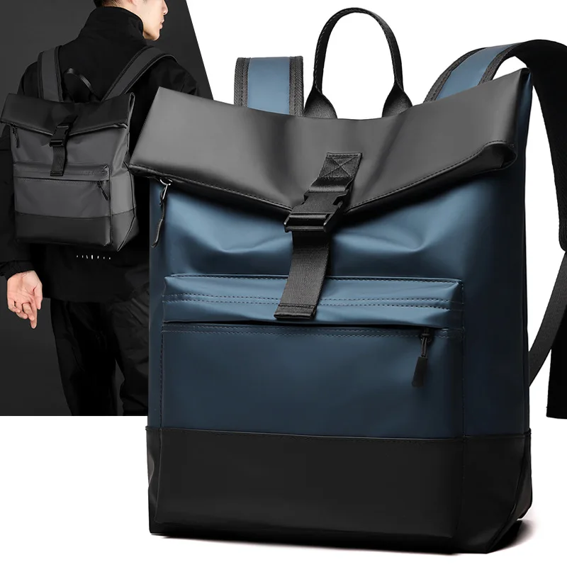 New men's bag splicing backpack trendy fashion versatile simple student computer bag waterproof backpack