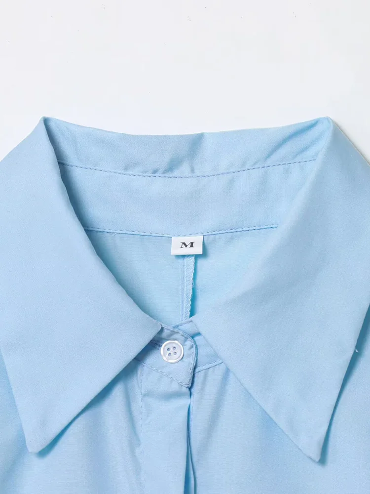 Neue Damenmode im europäischen Stil, vielseitiges Temperament, einfaches Revers, lange Ärmel, Taille, Krawatte, Hemdkleid