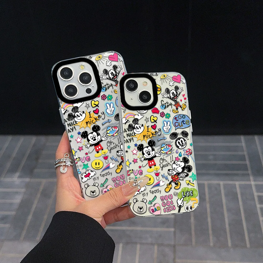 

Disney Mickey Clear Space Phone Case for Vivo T1 V15 V23 V23E V25 V27 V29 V29E V30E V40 5G Pro Transparent Cover