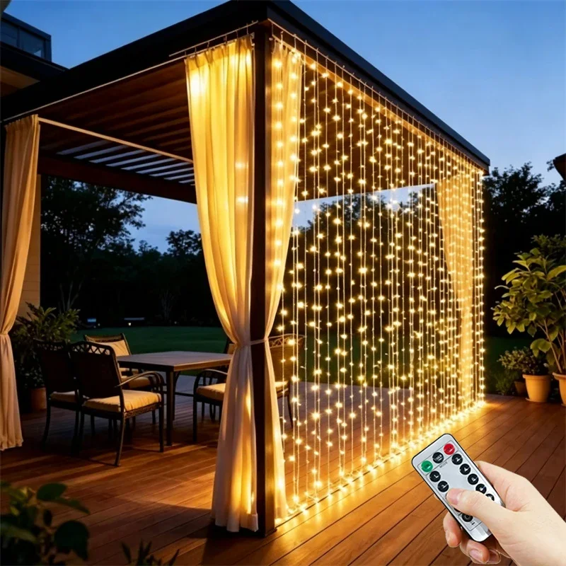 LED Curtain String Lights USB Plug 8 Lighting Modes Christmas Lights Wedding Party Garden Halloween Valentine's Day Decoration