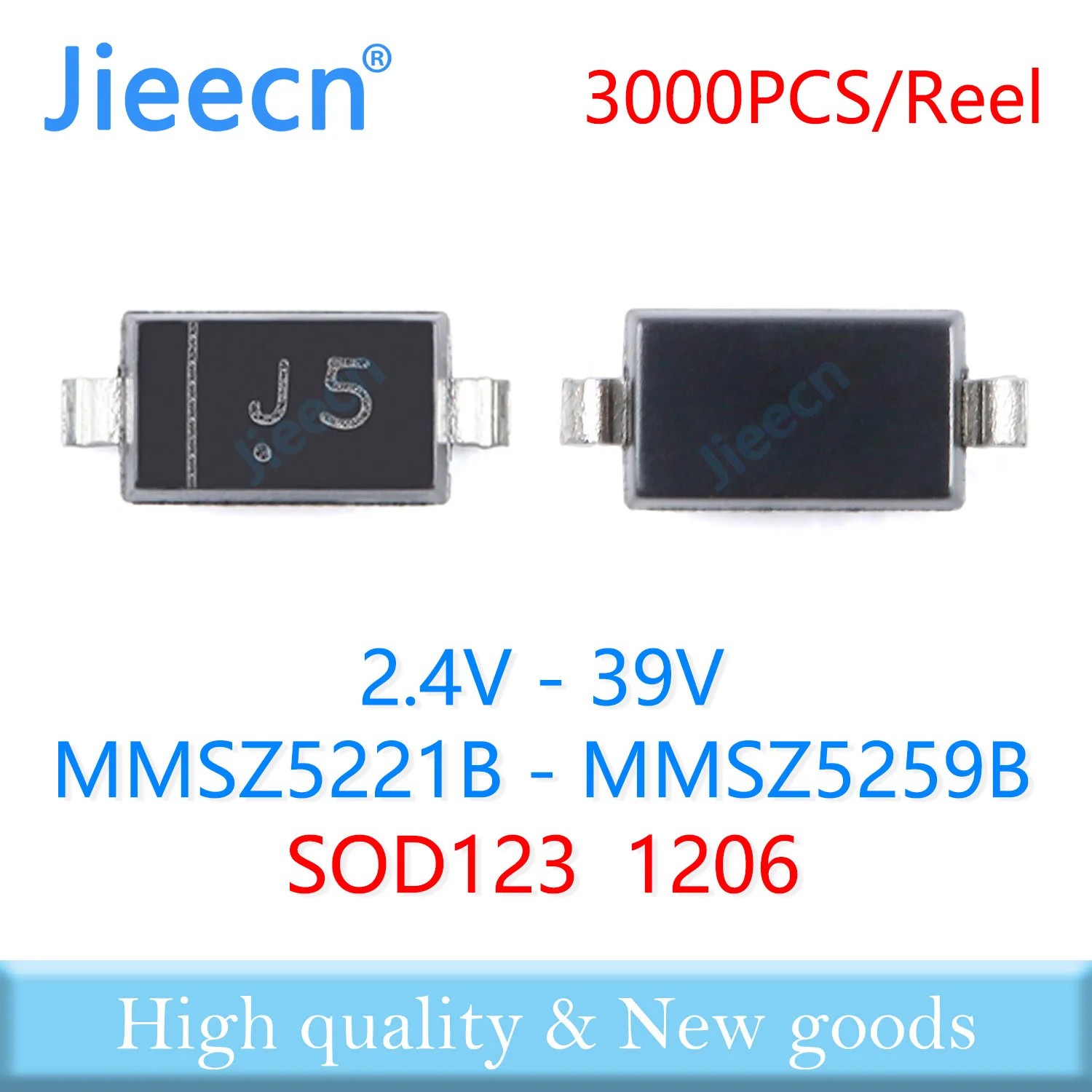 

Jieecn 3000PCS SOD123 MMSZ5221B - MMSZ5259B High quality SMD 1206 Zener diode diodes 2.4V - 39V 2.7V 3V 3.3V 3.6V 3.9V 4.3V 4.7V