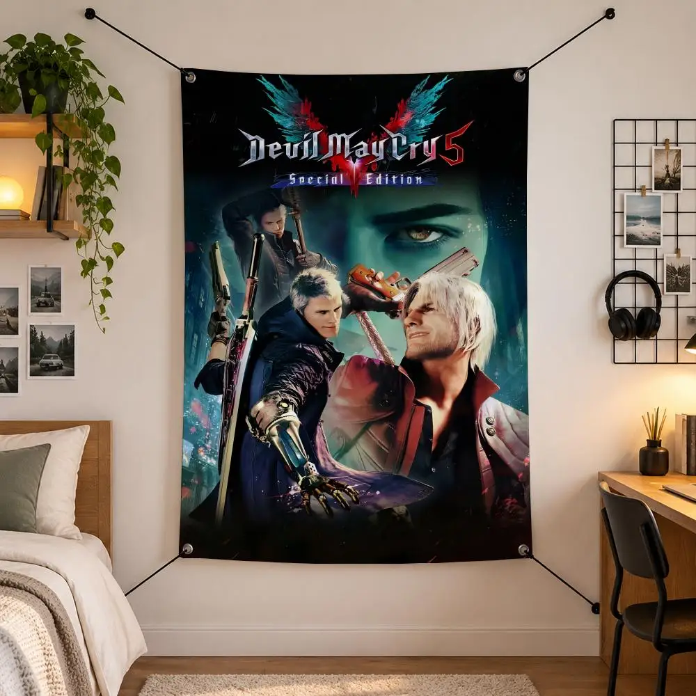 Game D-Devil May Cry Flags Vertical Wall Hanging for Bedroom Dorm Living Room Party Garage Camping