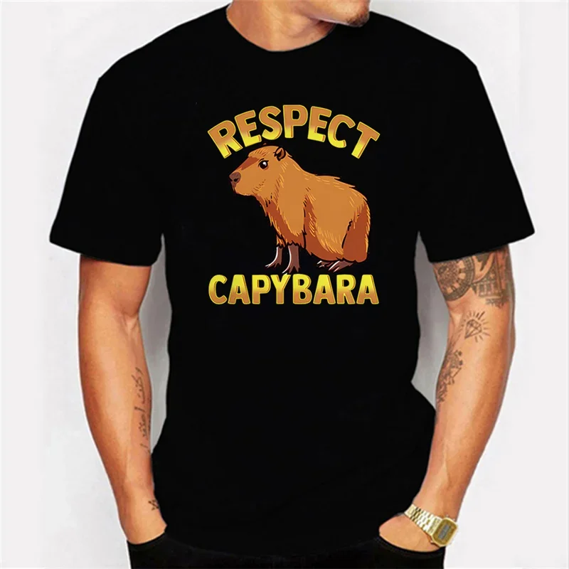 

Respect Capybara Animal Print T-shirt Men 2022 Summer Tees Harajuku T Shirts Short Sleeve Top Tee Casual Tshirts forCX