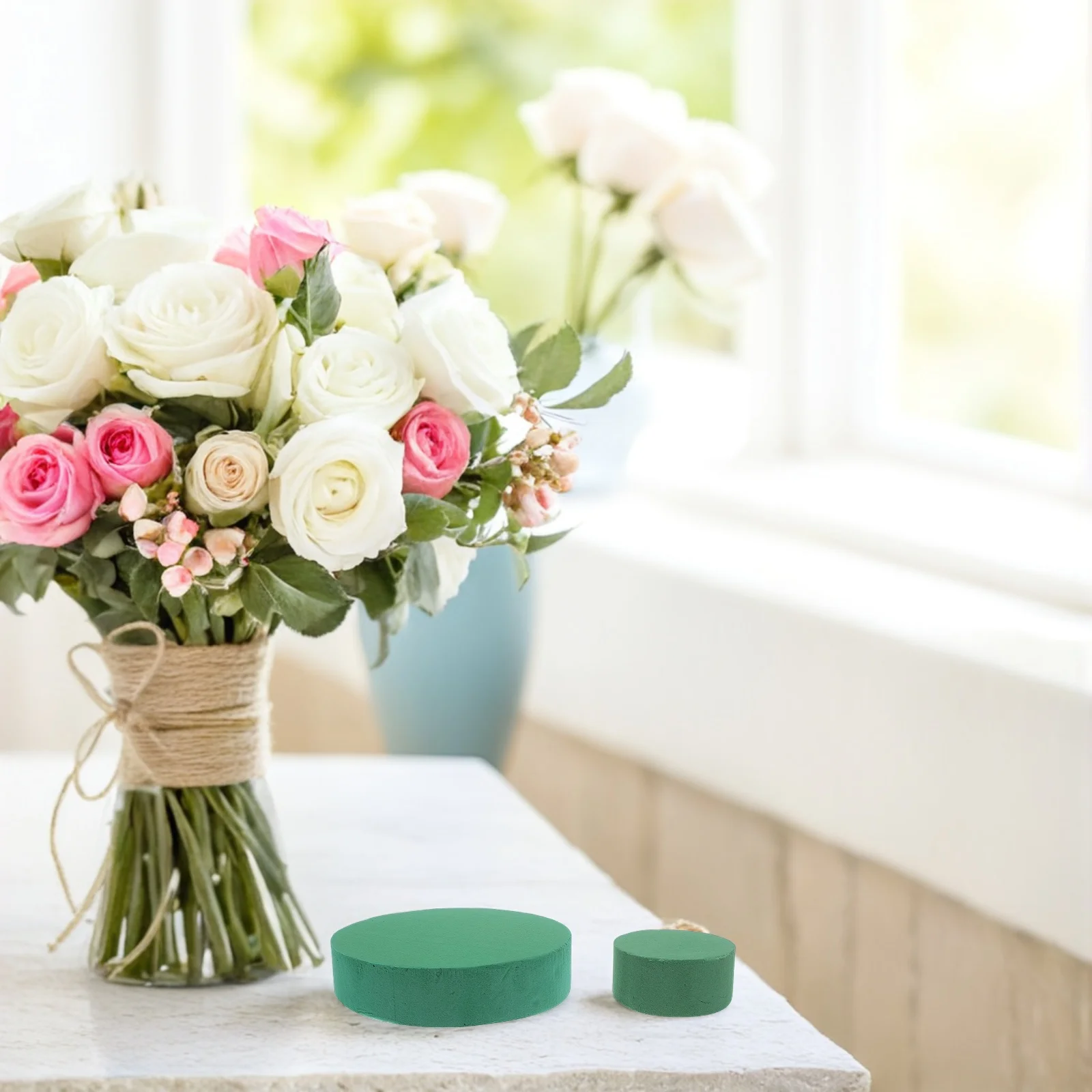 

6pcs Floral Foam Blocks Round Design for Artificial Fresh Flowers Quick Absorption Craft Supplies Wedding Decoration