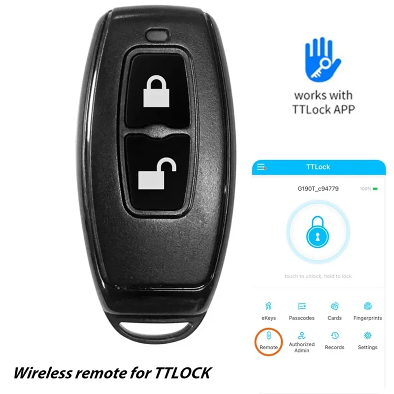 Controle Remoto Sem Fio Bluetooth Key Fob, Smart Door Lock Devices, Trabalhar com Ttlock APP, Fácil Instalação, TTLOCK, 2.4GHz