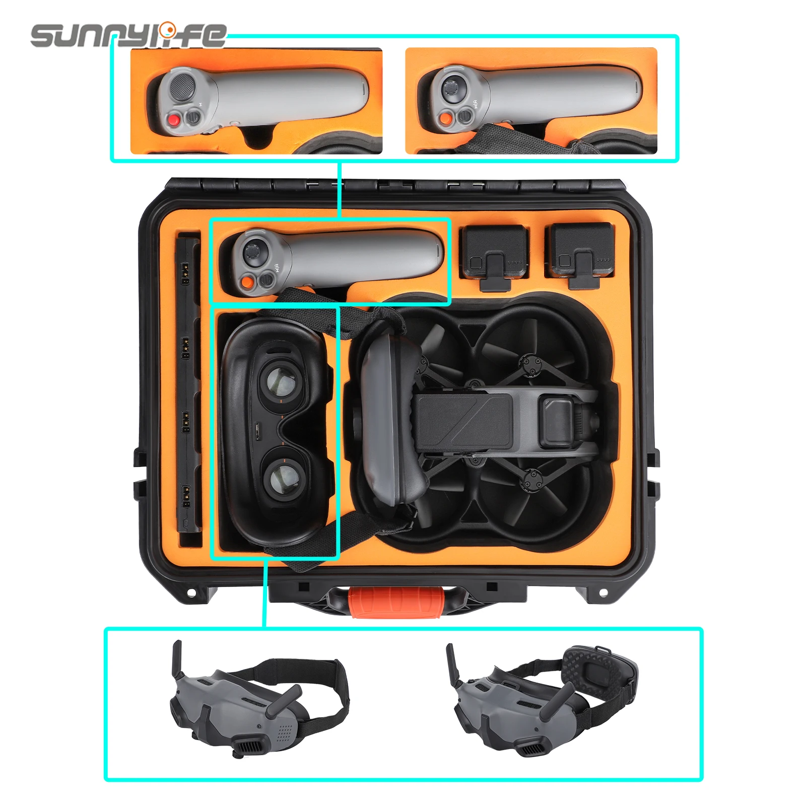 Sunnylife Verbeterde Veiligheidsdraagtas Waterdichte Hardcase Bril Integra Tas Voor Dji Avata Explorer/ Pro-View Combo
