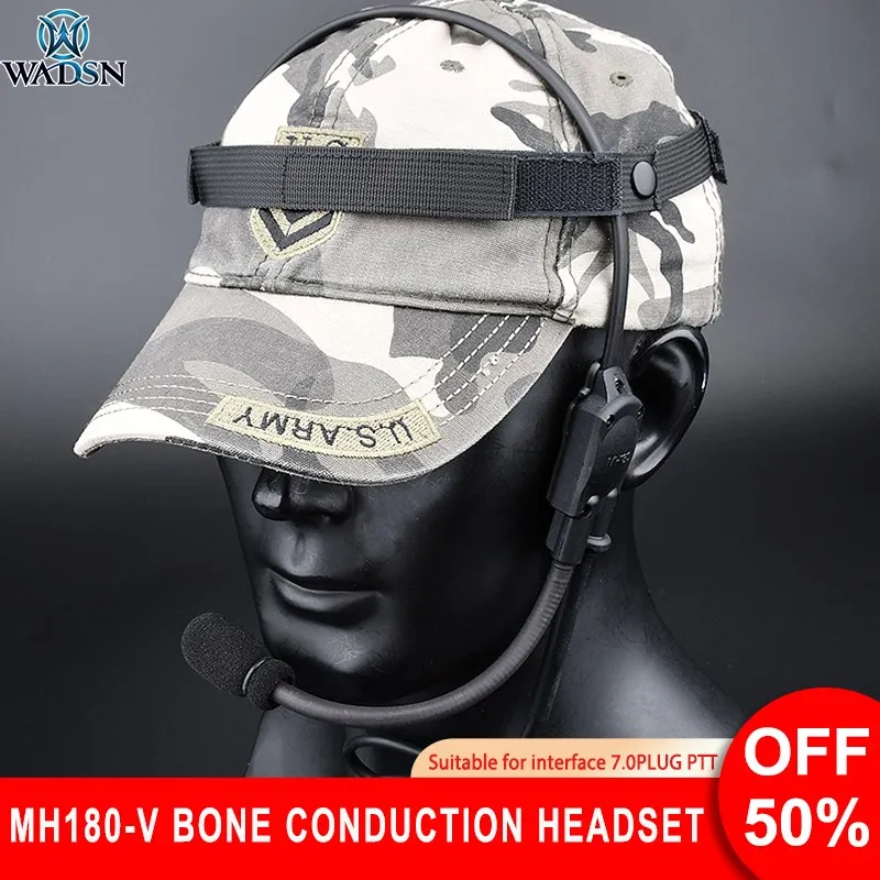 WADSN Tactical Headset Signal bone conduction Speaker MH180-V Airsoft Earphone Accessories Suitable for interface 7.0PLUG PTT