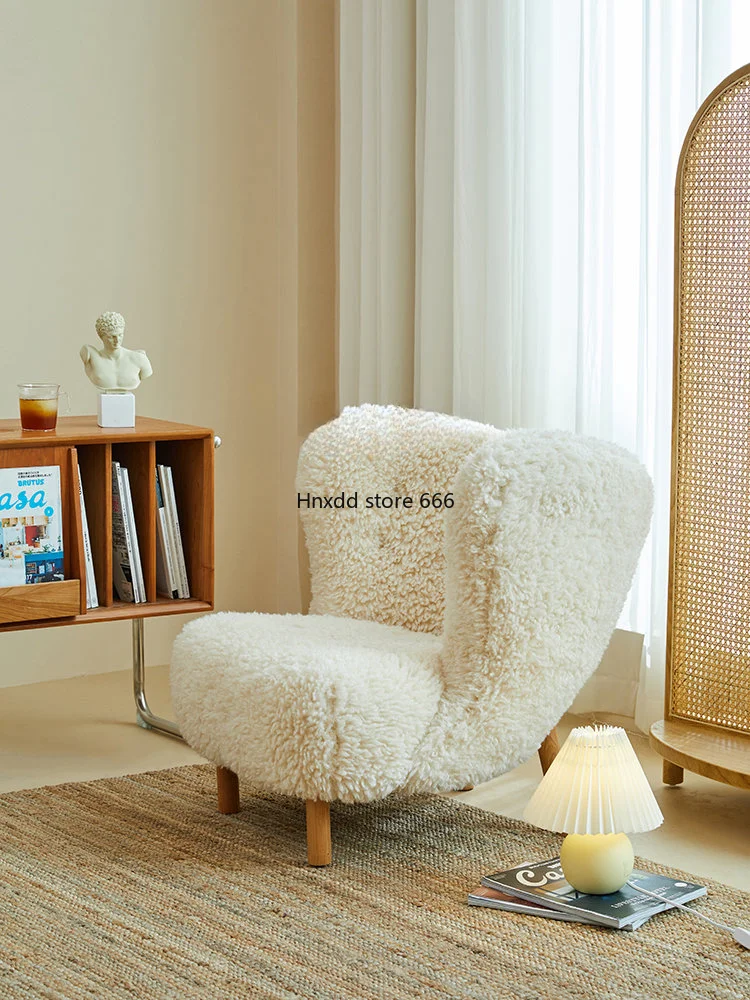 Nordic Single-Seat Sofa Chair Lamb Wool Leisure Chair Light Luxury Fashionable Living Room Lazy Bone Chair