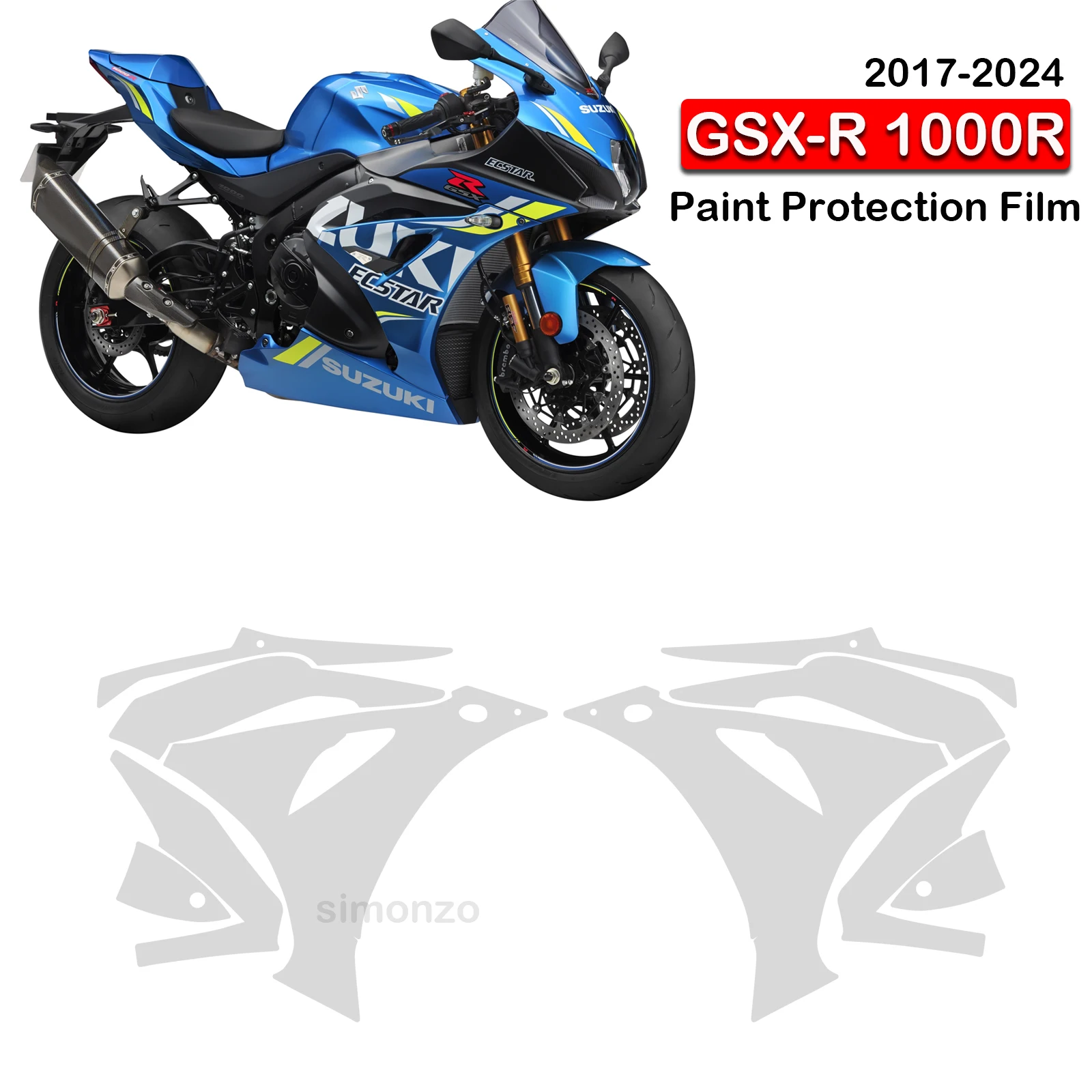 PPF GSX-R 1000R Paint Protection Film For SUZUKI GSX R 1000R TPU Protection Anti-scratch Film Motorcycle Fairing Protection