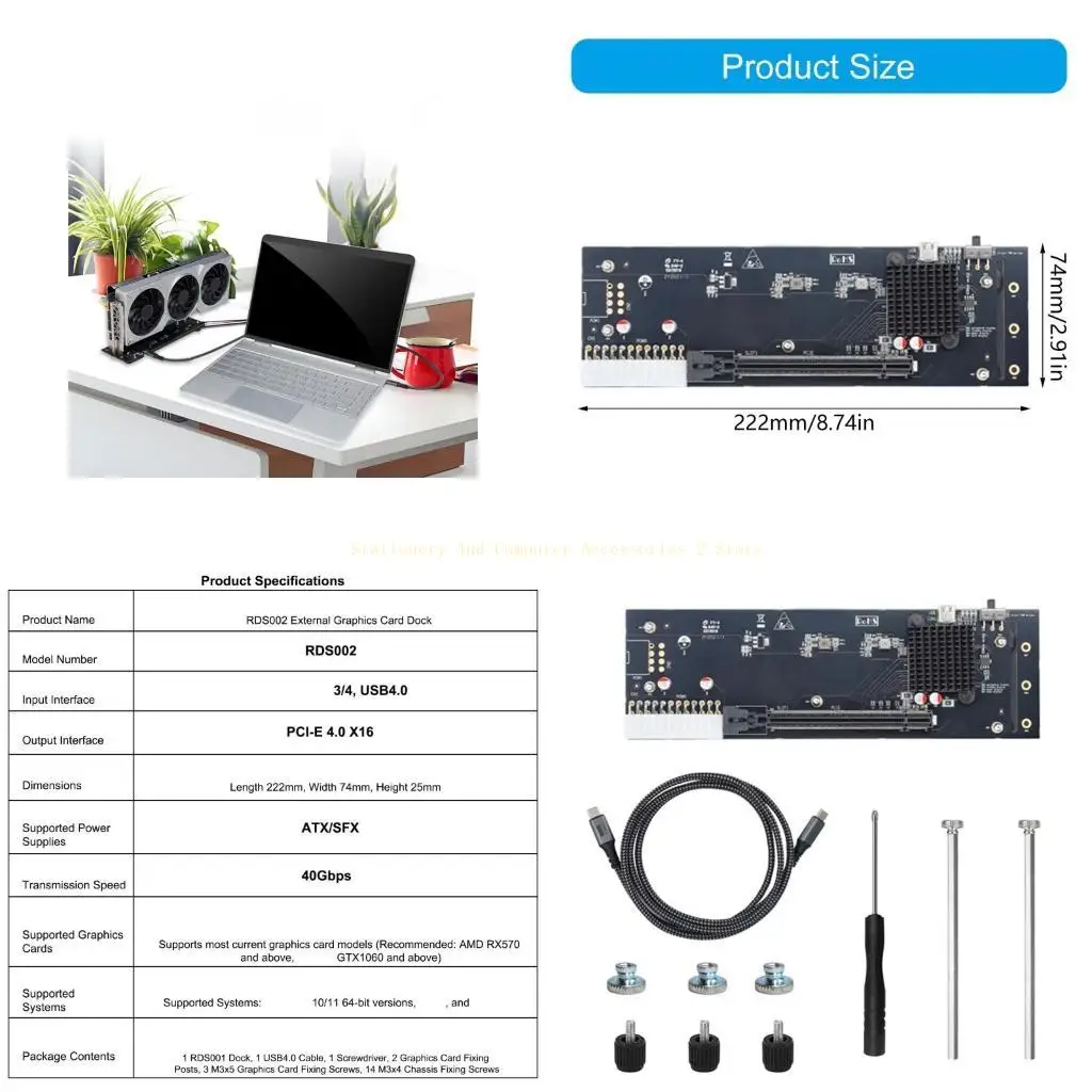 

External GPU Enclosure USB4.0 Type C External GPU Dock Station 40Gbps For RTX306