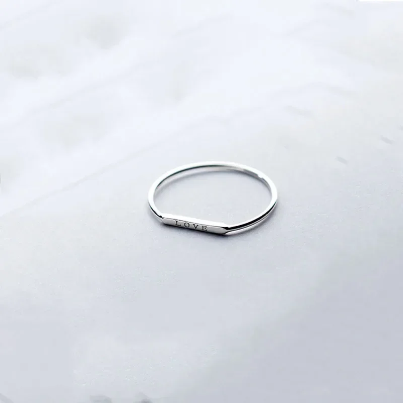 Fashion 925 Sterling Silver Love Letter Ring For Fashion Women Party Cute Fine Jewelry Minimalist Accessories 2020 Gift