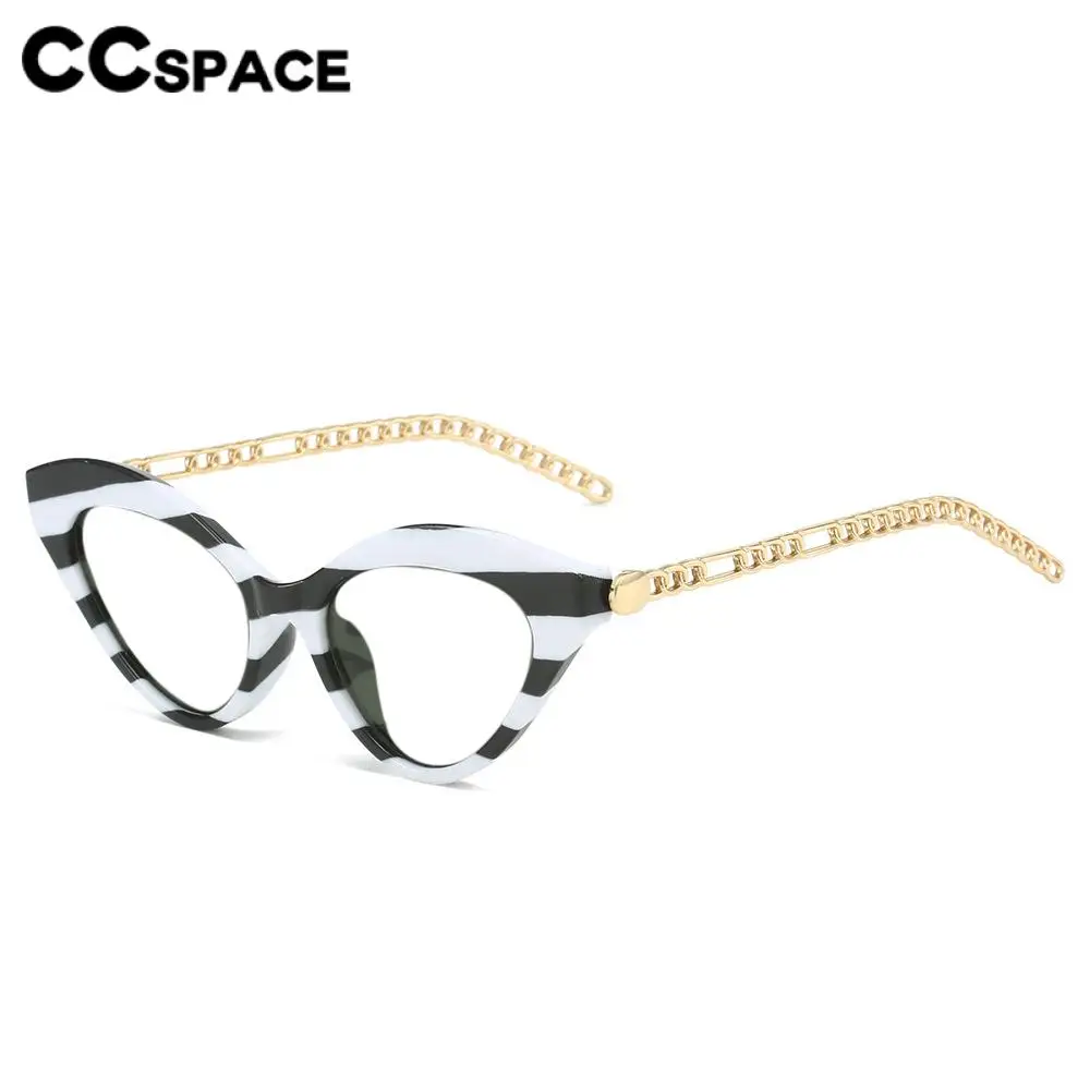 B57283 Triangle Cat Eye Anti Blue Light Reading Glasses Women Luxury Metal Hollow Out Chain Presbyopic Dioptric +50~+400