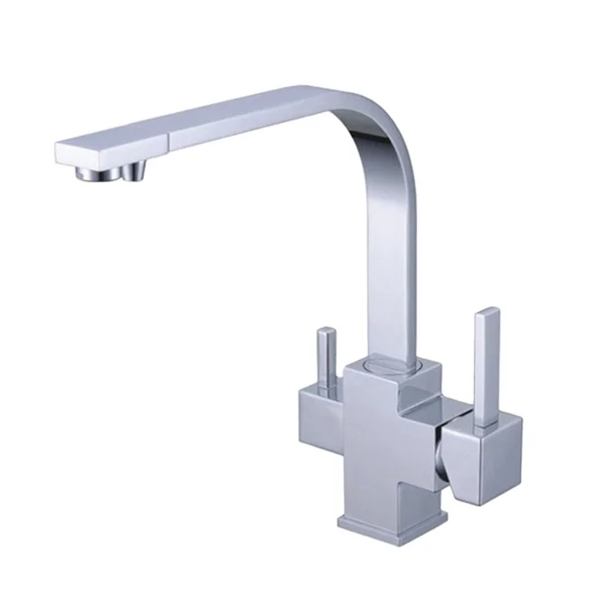 

Полированный хромированный латунный кухонный смеситель, три 3-сторонних кухонных смесителей, смеситель для чистой воды, крепление на палубу