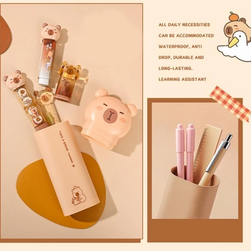 1 Set Capybara Stationery Set Eraser Correction Tape Sharpener Class Reward Prizes Learning Gift Box for School
