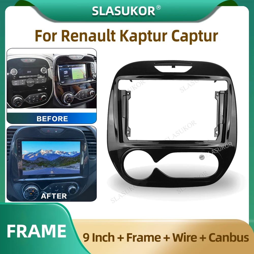 

9 Inch Car Radio Fascia For Renault Kaptur Captur 2016 2019 Car Radio Panel Player Audio Frame Dashboard Mount Kit With Wire