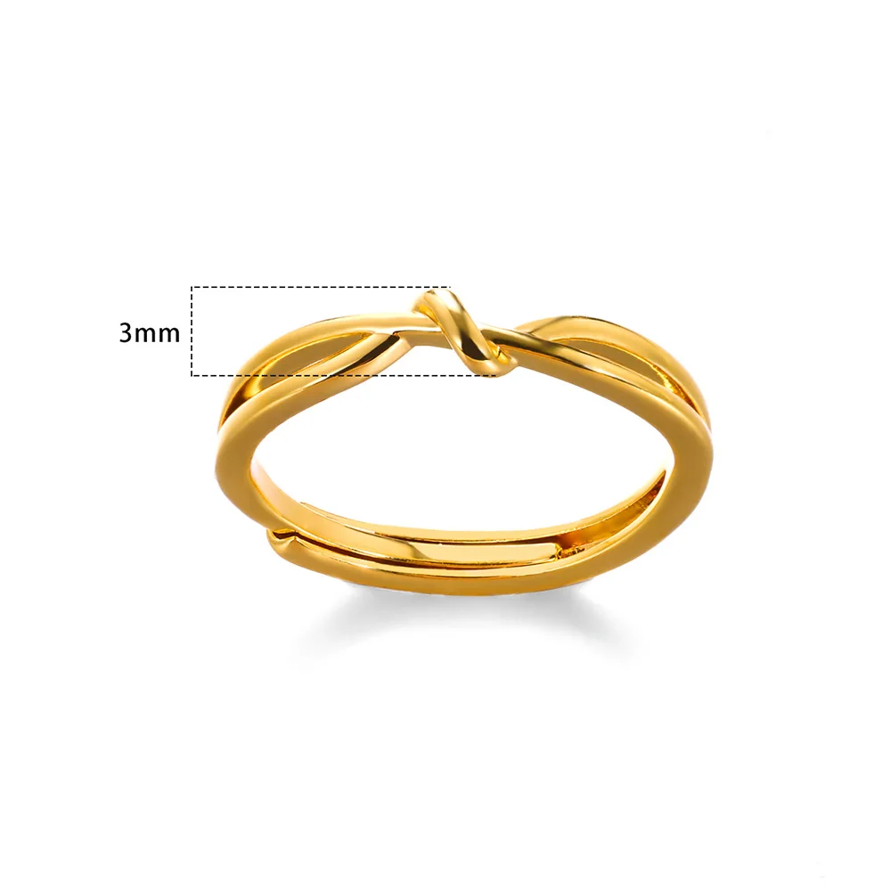 Simple Cross Knotted Rings For Women Gold Color  Stainless Steel Geometric Finger Rings Fashion Wedding Birthday Gift