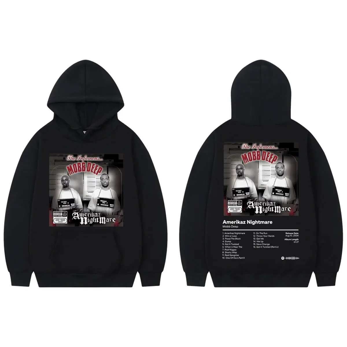 

Rap Group Mobb Deep Music Album Graphic Hoodies Hip Hop Vintage Hooded Sweatshirts High Street Fashion Trend Pullovers Unisex