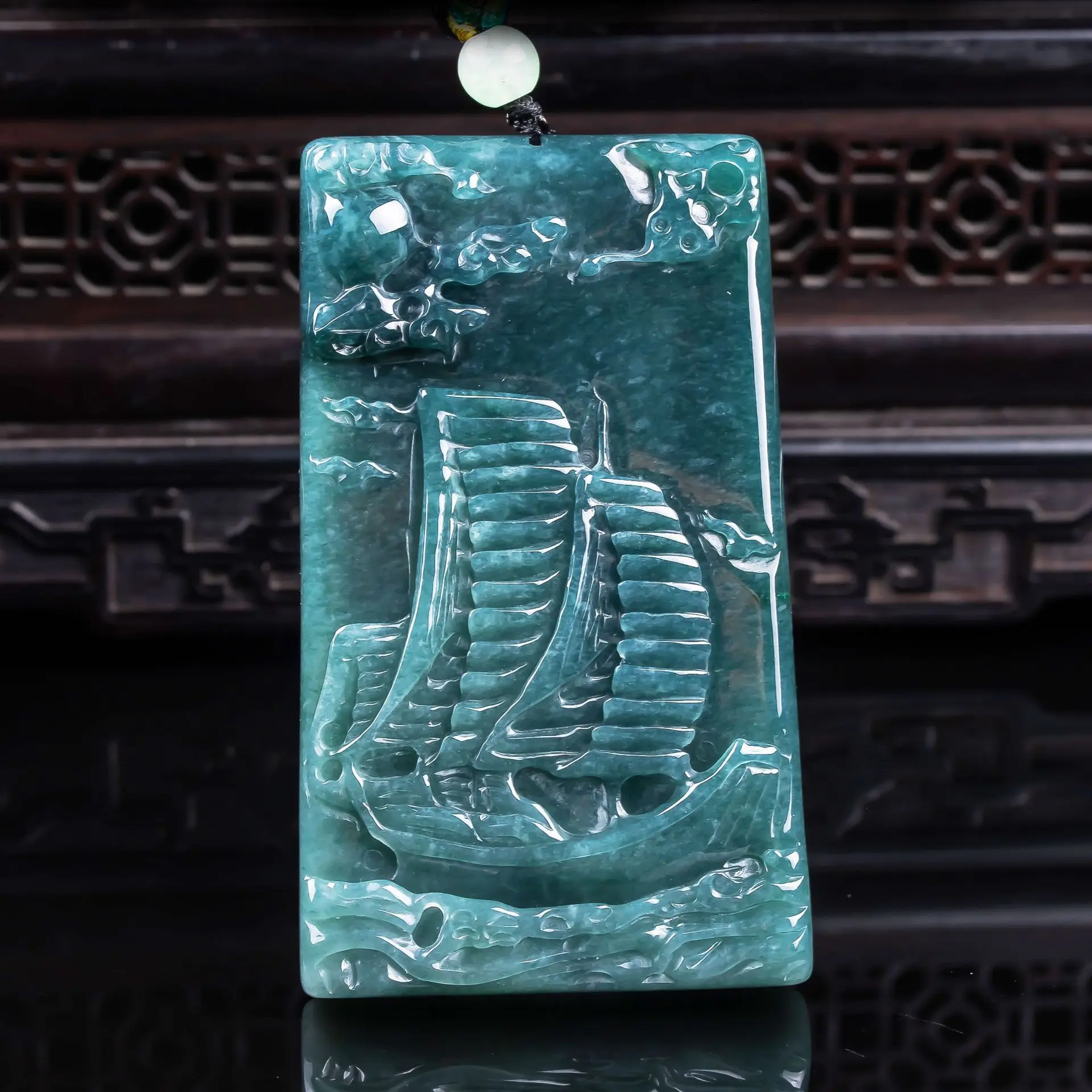

Myanmar Jadeite Sailboat Pendant Necklace Burmese Jade Charm Talismans Designer Carved Amulet Gifts for Women Natural Gemstone