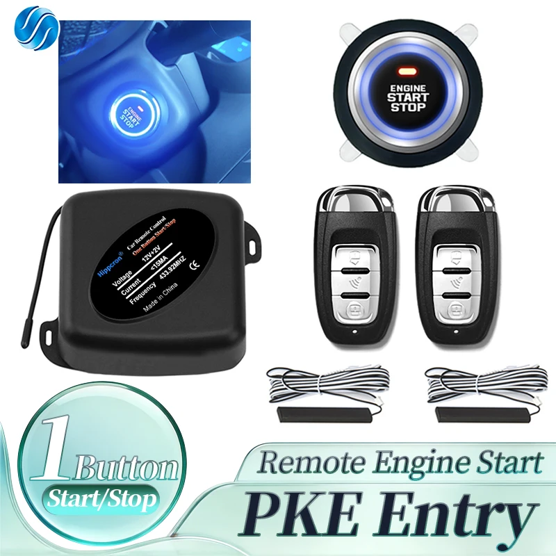 HIPPCRON Car Alarm Remote Control PKE Car Keyless Entry Engine Start Alarm System Push Button Remote Starter Stop Auto Universal
