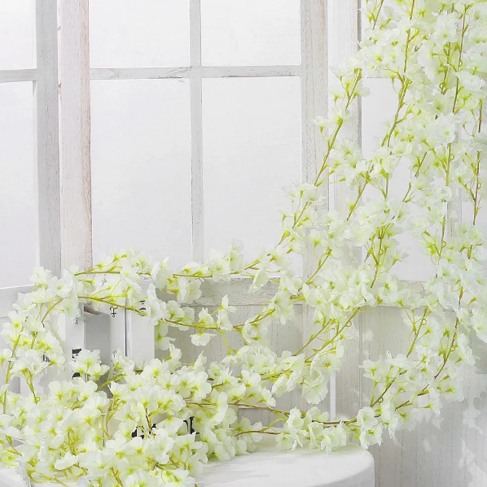 180Cm Artificial Flowers Sakura Vine Wedding Supplies Outdoor Garden Rose Arch Home Decor Wall Hanging Fake Flower Decoration