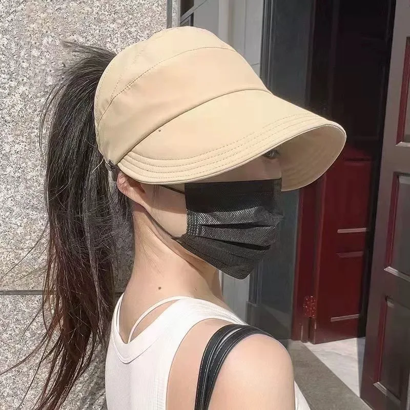 Quick Dry Hat Summer Empty Cap Women's Upgrade Can Hang Mask Outdoor Visor Thin Quick Dry Sunscreen Hat